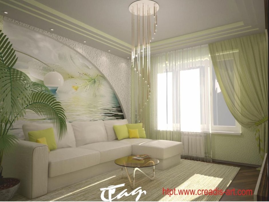 Гостиная в зеленых тонах