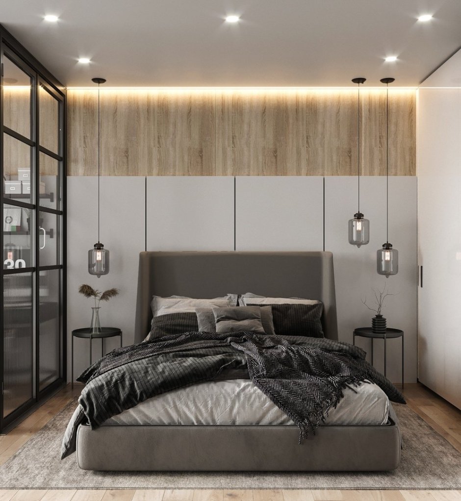 Спальня в трапециевидной комнате