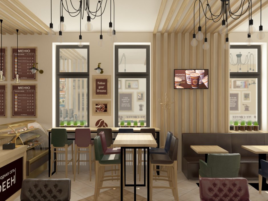 Интерьер кофейни маленькой в бюджетном варианте
