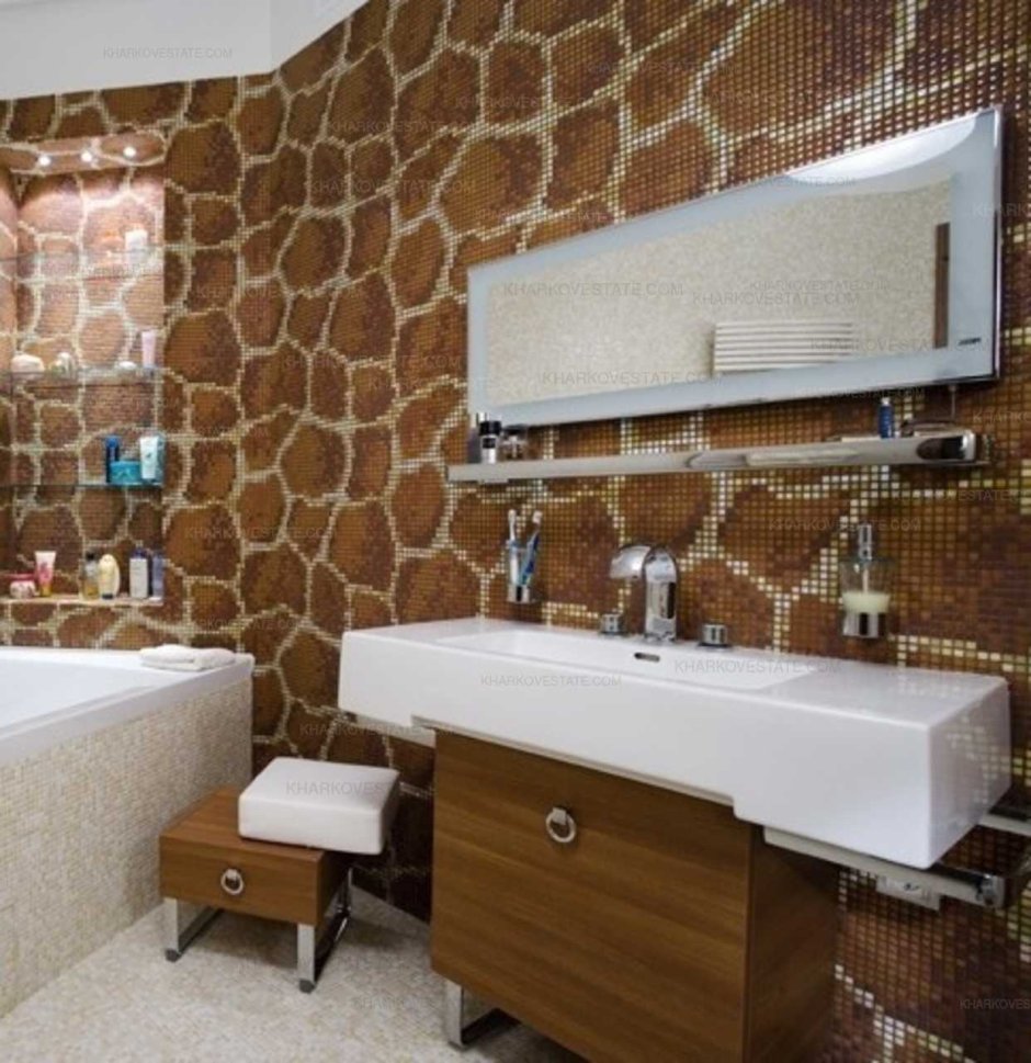 Мозайка для отделки стен в ванной комнате