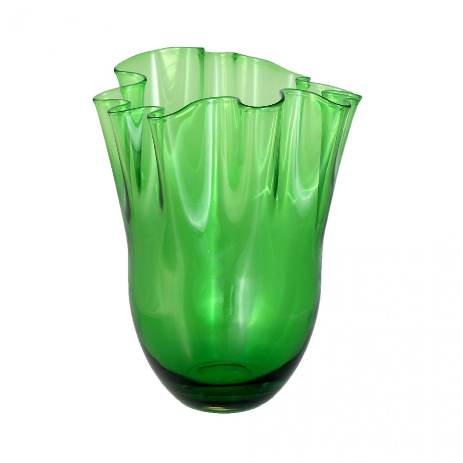 Зеленая стеклянная ваза