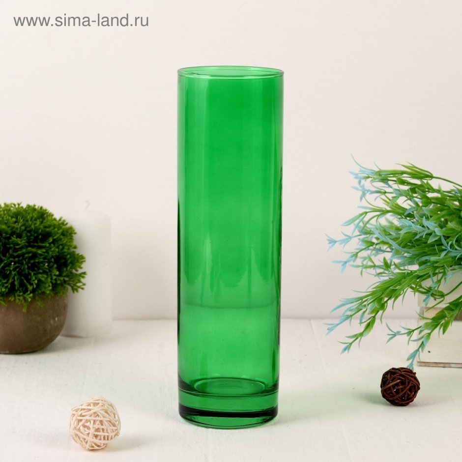 Ваза зеленое стекло 26,5 см, d-7,5см