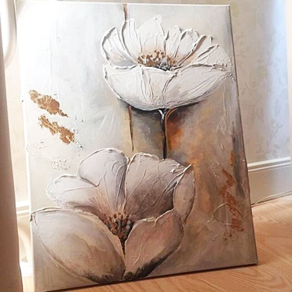 Цветы текстурной пастой