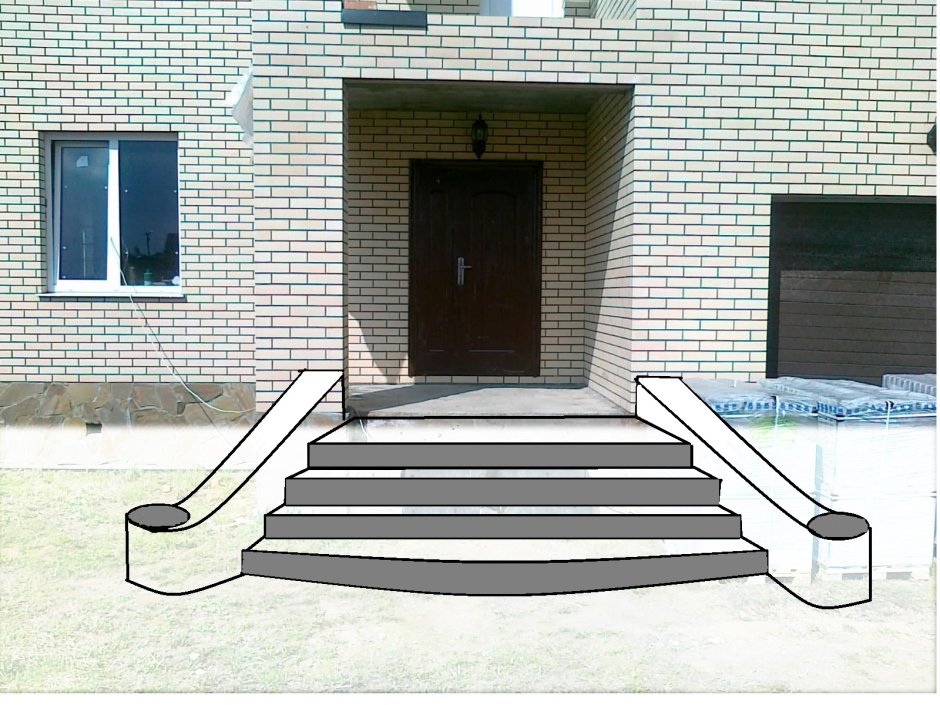 Бетонные ступени для крыльца с пандусом