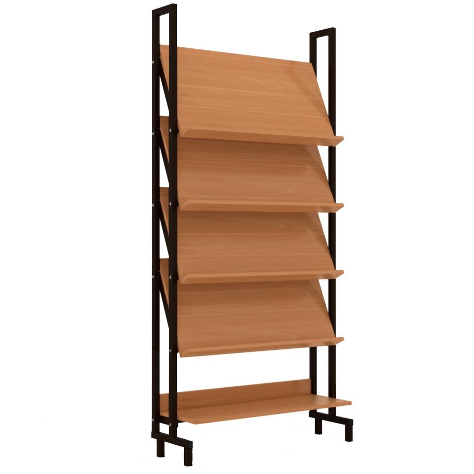 Стеллаж библиотечный мет демонстрационный (бук/серый)