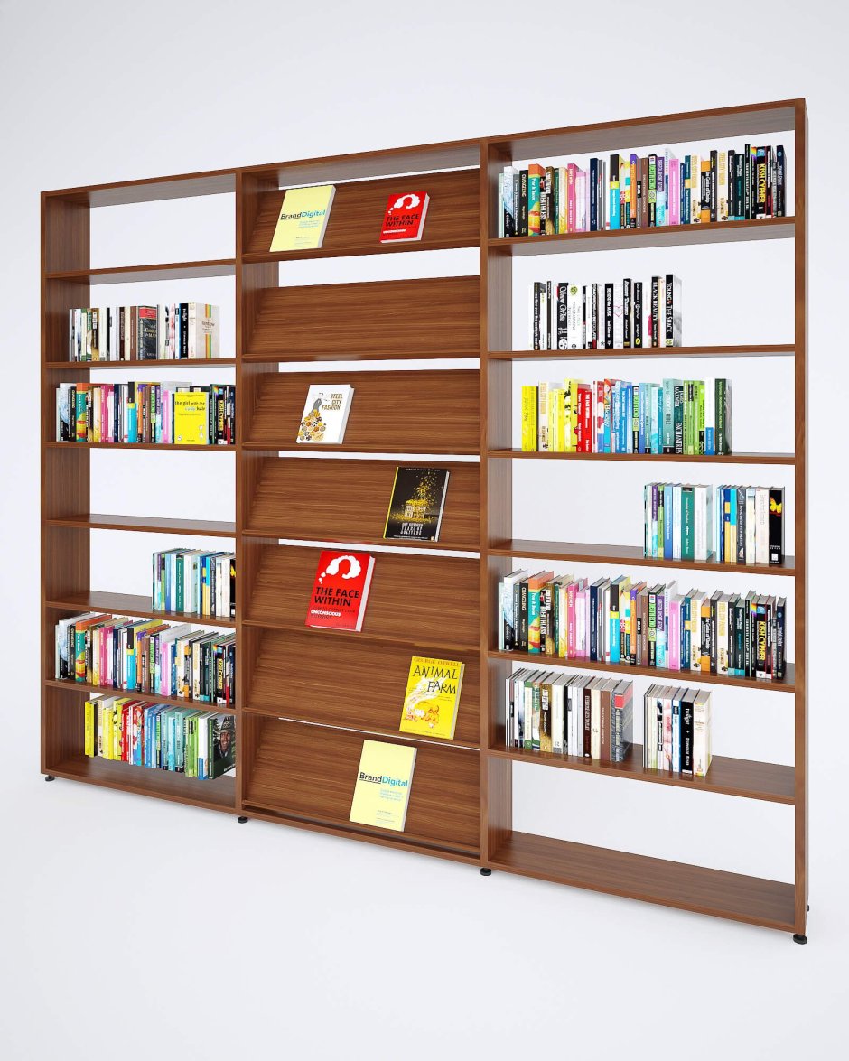 Стеллаж библиотечный двухсторонний 900х520х1900