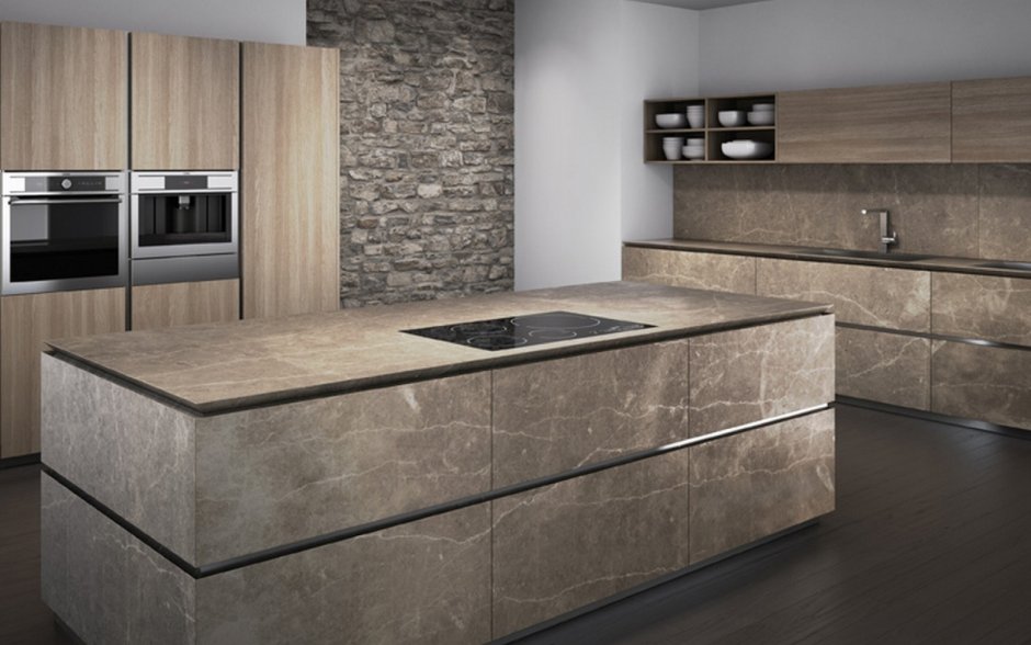 Белый фасад для кухни под камень