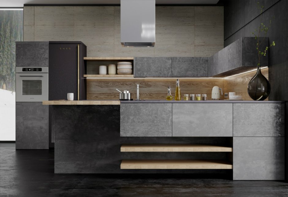 Zetta каменный шпон кухня