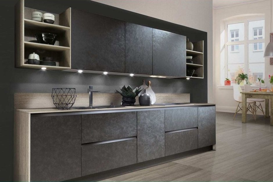 Кухонный гарнитур мокрый асфальт