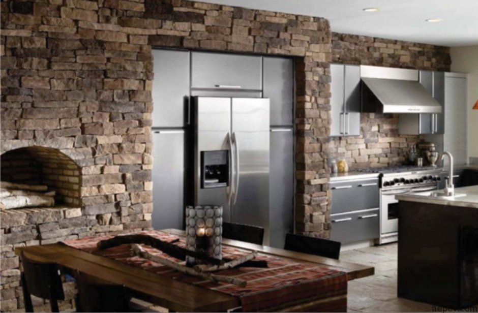 Камень в интерьере кухни