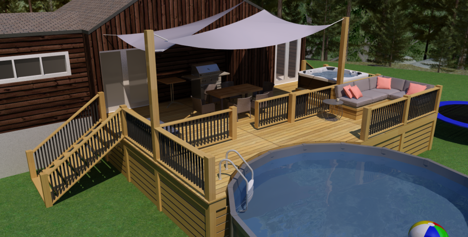 Беседка с подиумом для бассейна