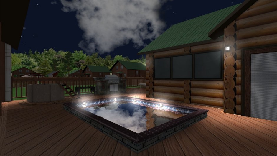 Баня с бассейном на веранде