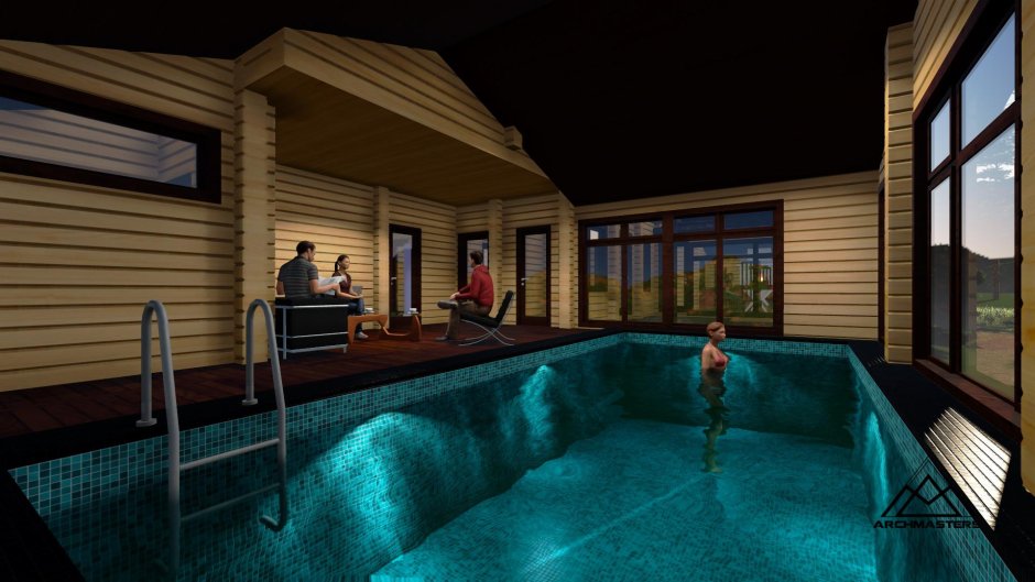 Баня с бассейном под одной крышей