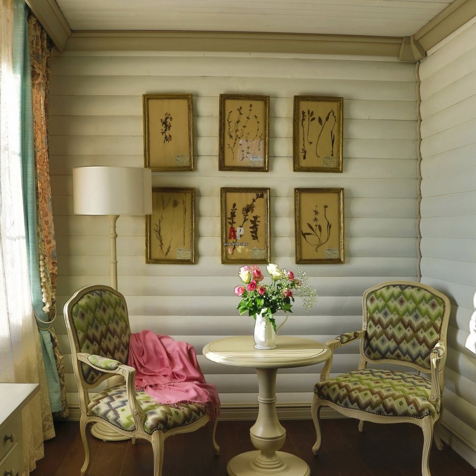 Ванная в стиле Прованс в деревянном доме