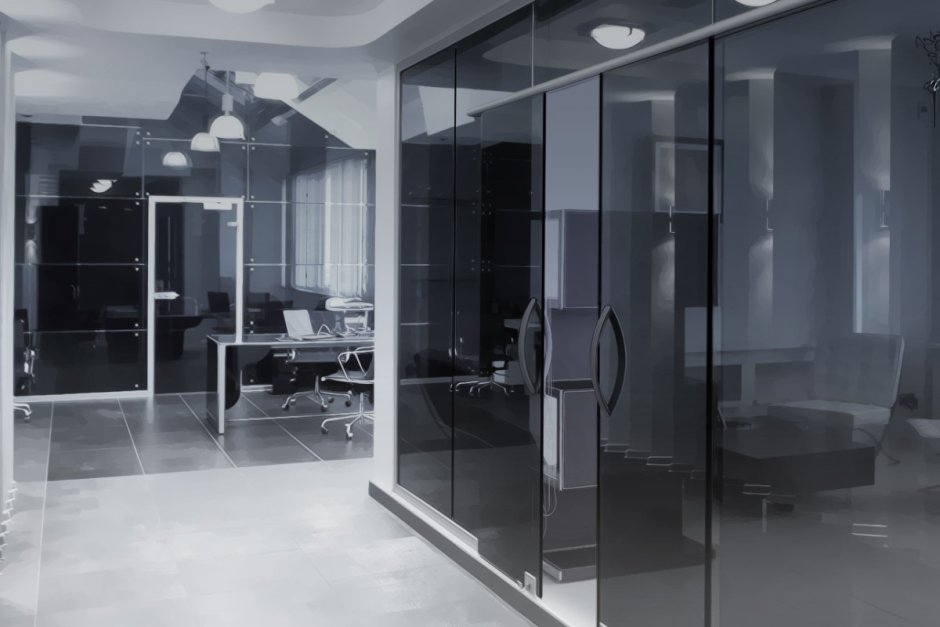 Черная матовая стеклянная перегородка