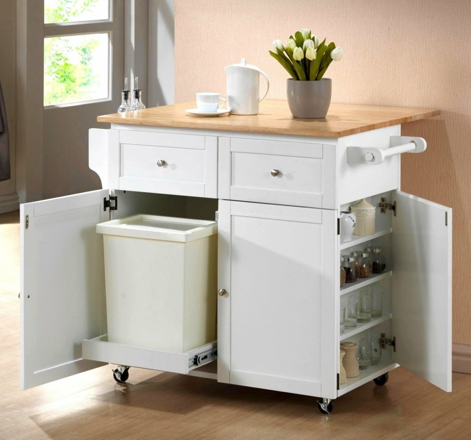 Кухня с выдвижными ящиками без ручек