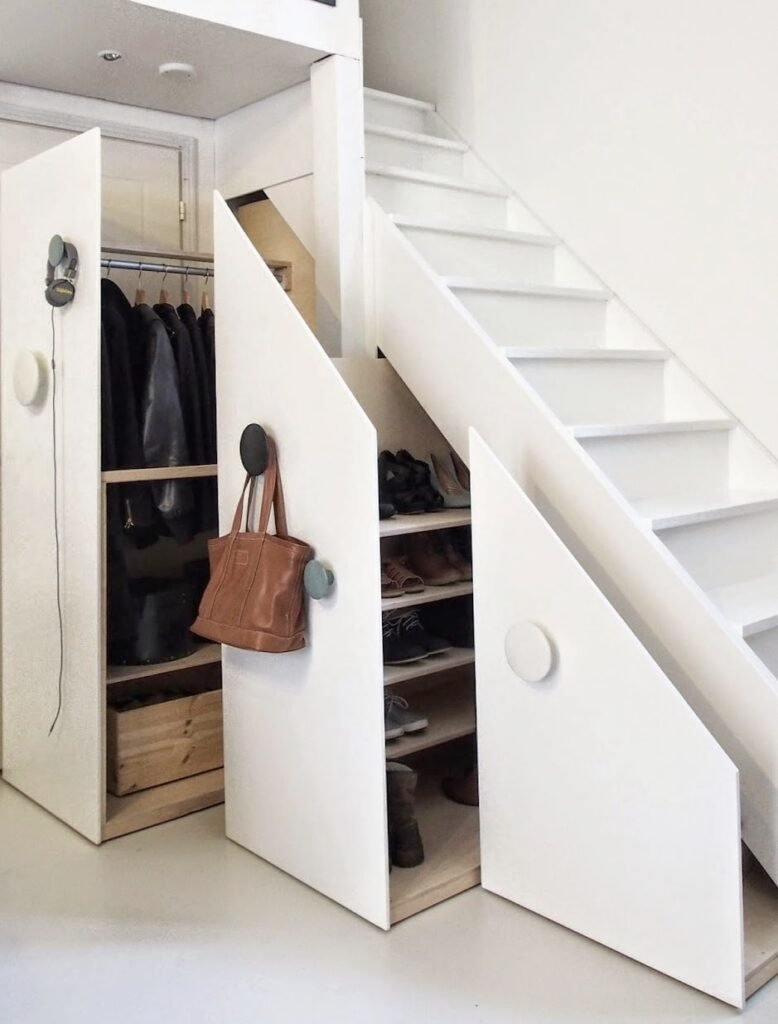 Винтовая лестница с полками