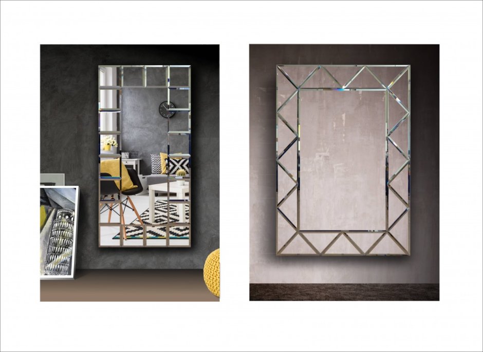 Коллаж из зеркал в интерьере