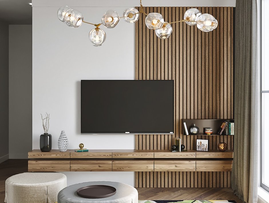 Декор стены с телевизором