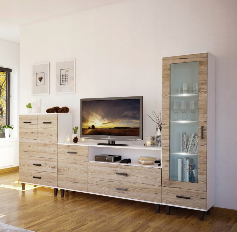 Стенка в гостиную с комодом