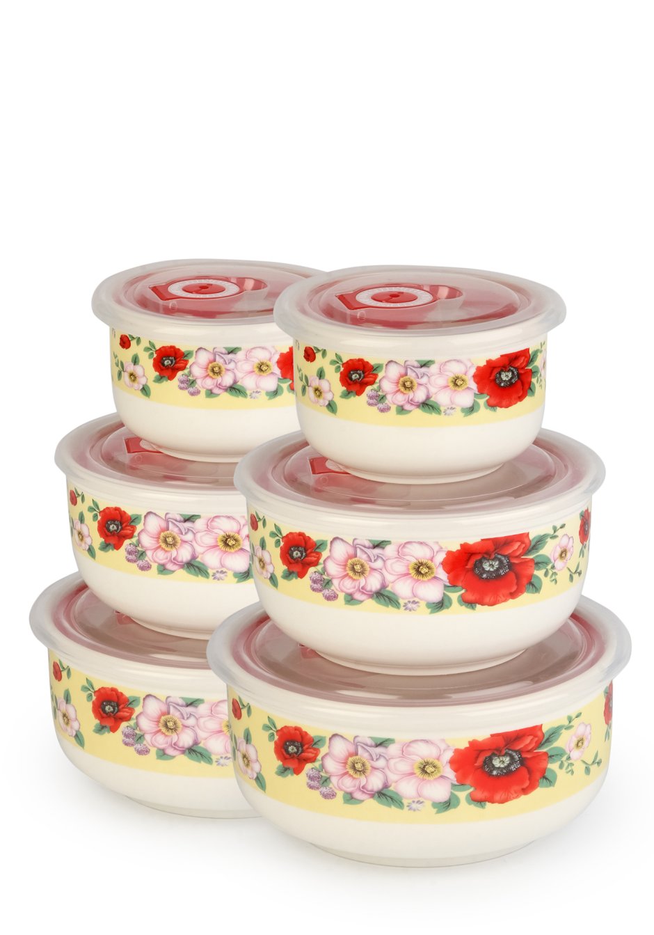 Набор салатников 3пр с вакуум.крышками фарфор(24) 010/011775