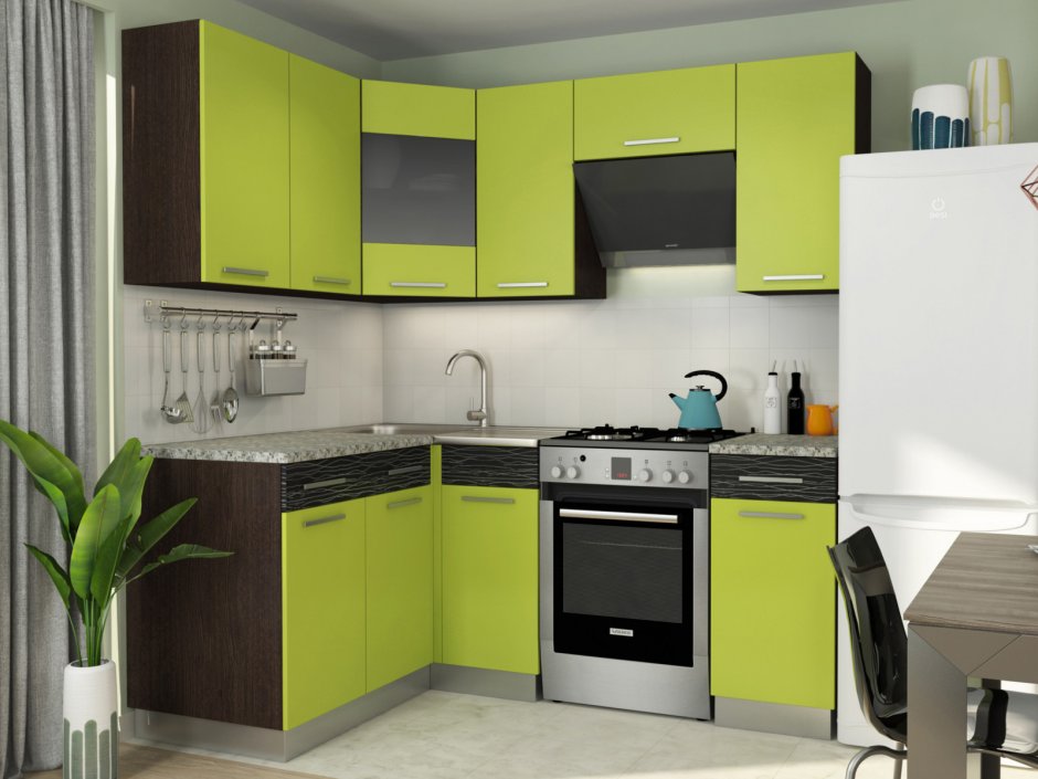 Кухонный гарнитур на белом фоне