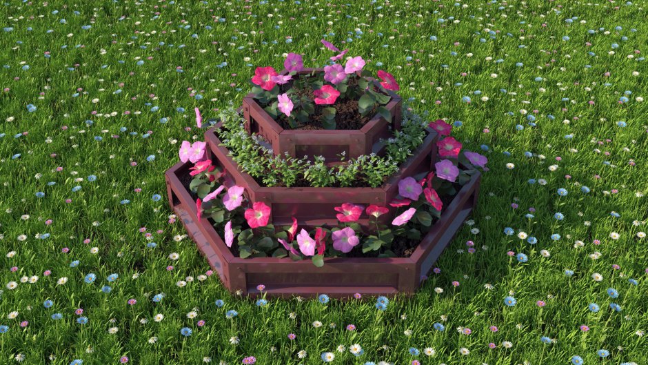 Клумбы возле качели