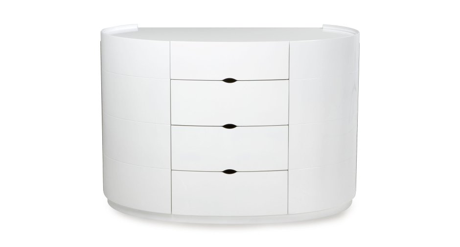 Белый комод с закругленными углами