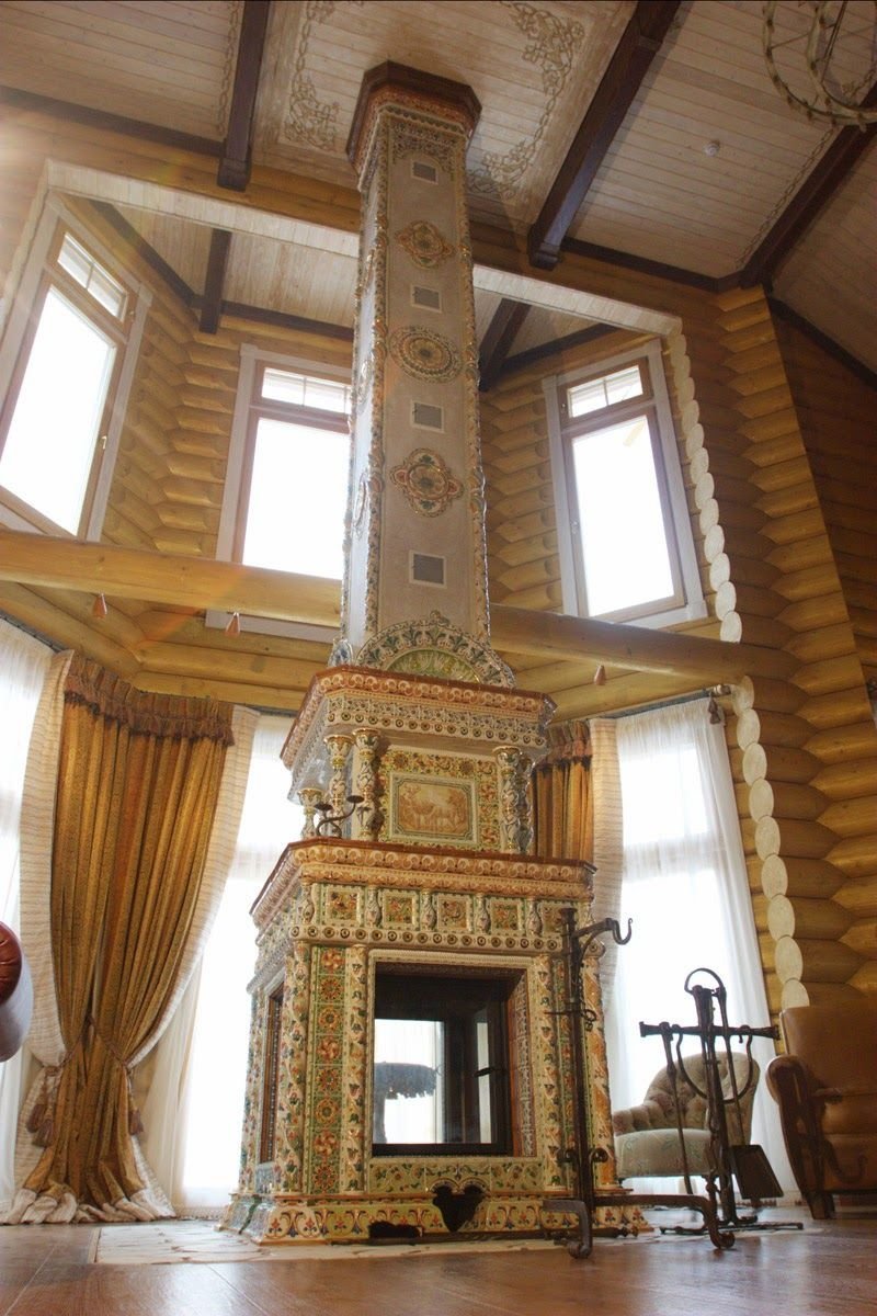 Камин печь изразцы русский стиль