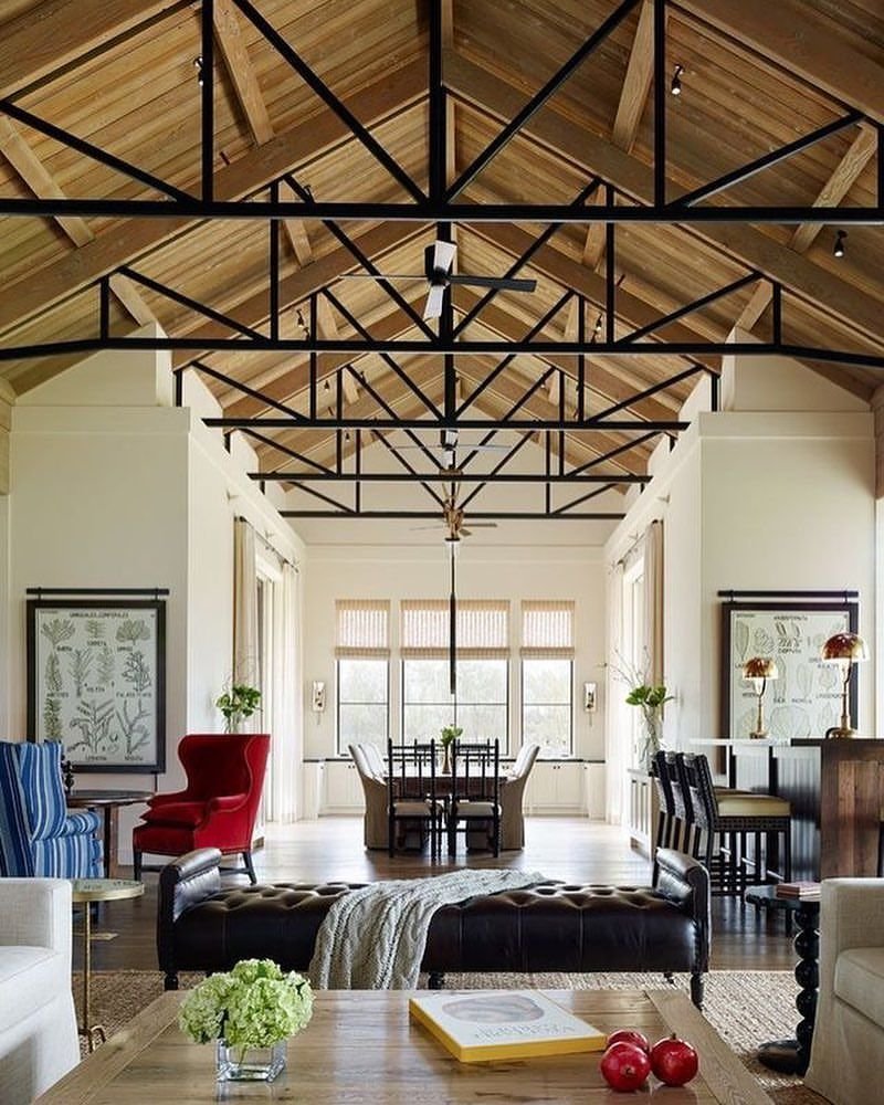 Металлические балки в интерьере