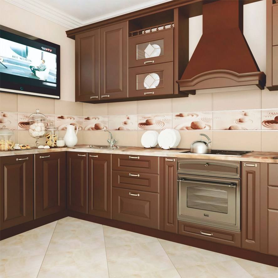 Фартук для кухни коричневого цвета