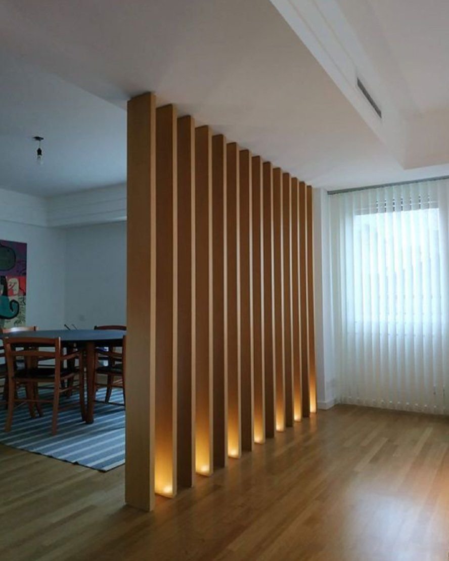 Реечная перегородка с подсветкой