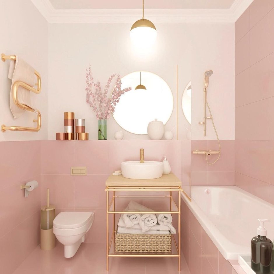 Ванная комната в постельных тонах