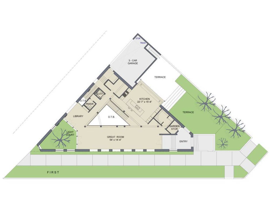 Планировка треугольного здания