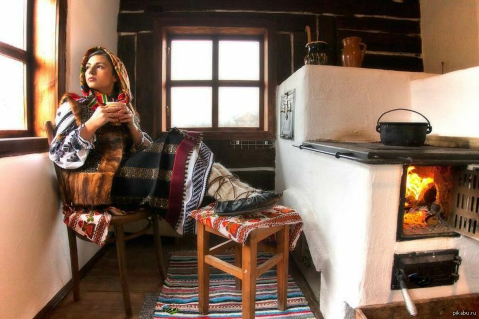 Зимой у печки