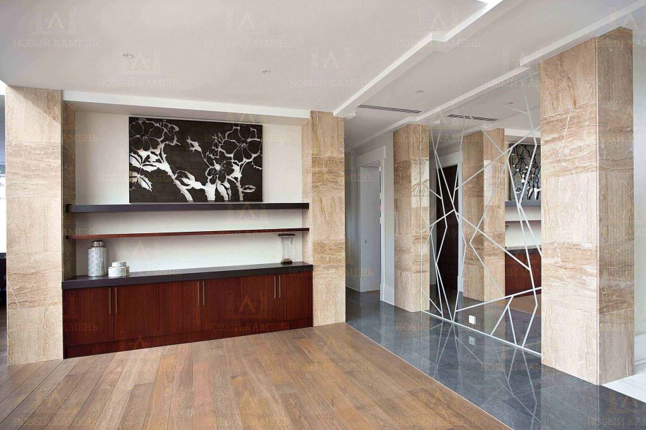 Отделка стен мрамором