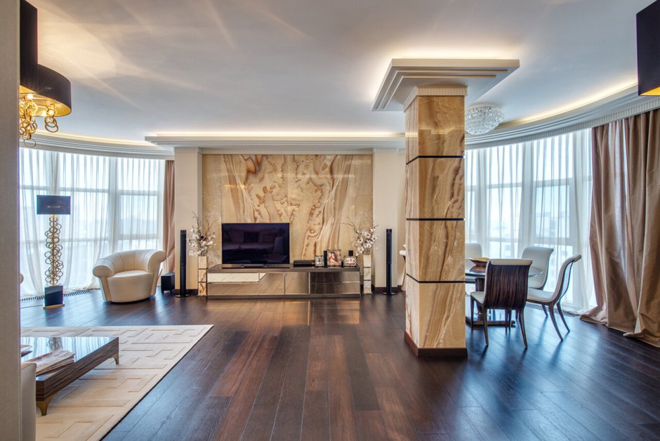 Отделка колонны в интерьере