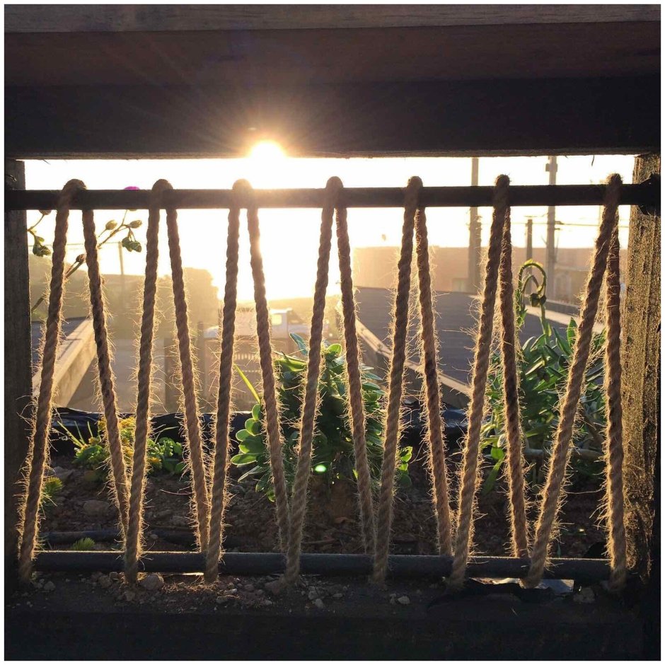 Ограждения из каната на веранде