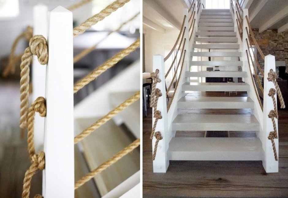 Ограждение лестницы из каната