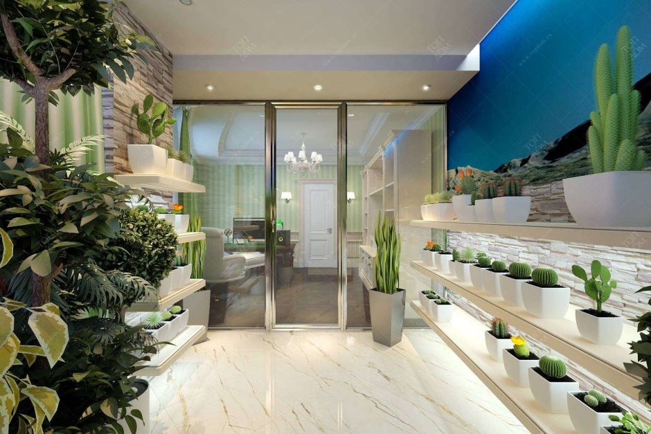 Экостиль в гостиной с фитостеной