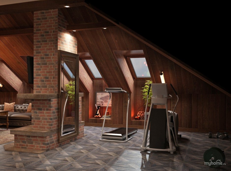 Мансарда с печной трубой