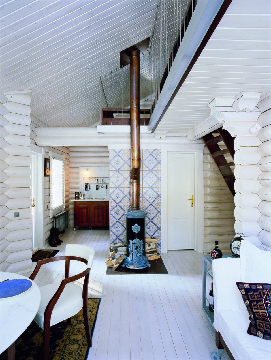 Декор дымохода внутри дома