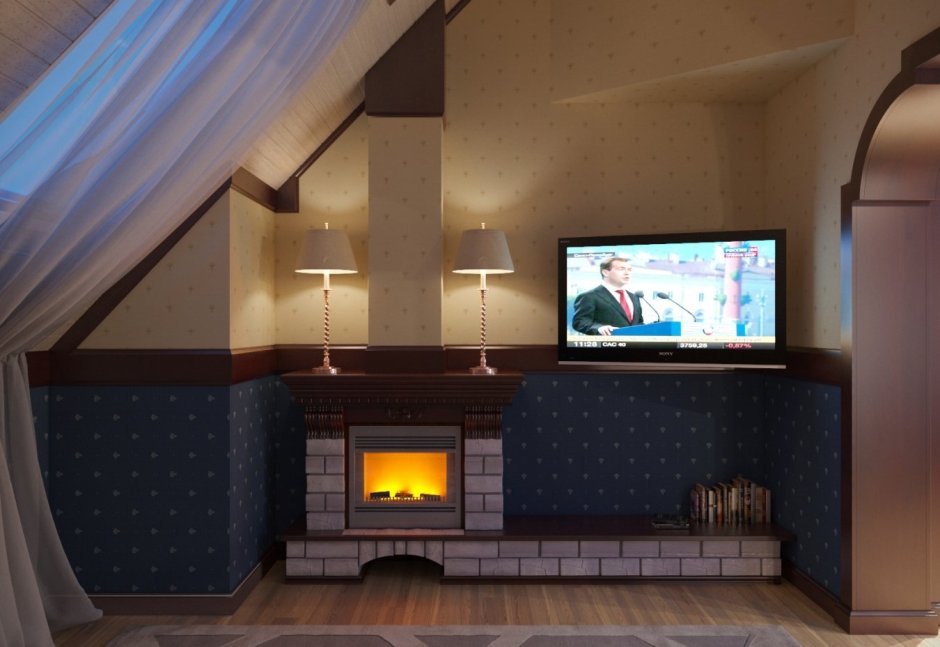 Камин на мансарде