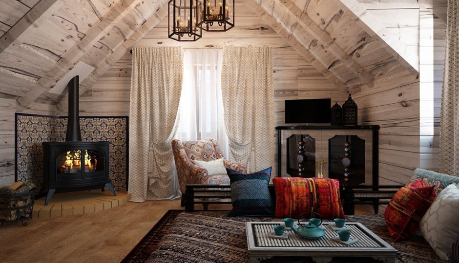 Камин на мансарде