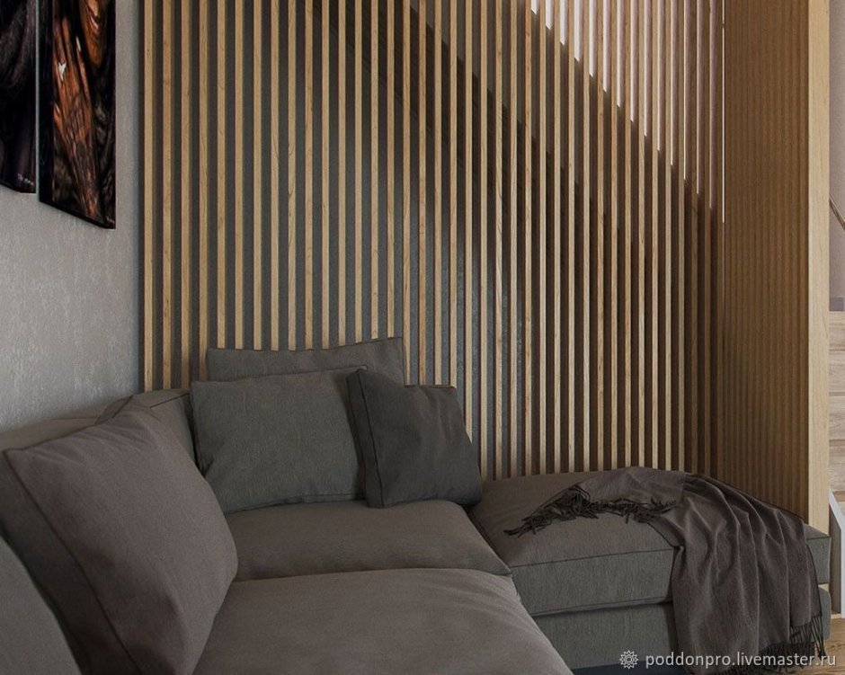 Отделка стен деревянными рейками