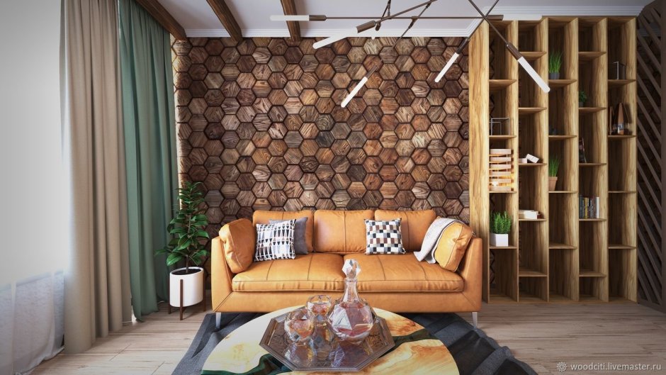 Деревянные шестигранники на стену