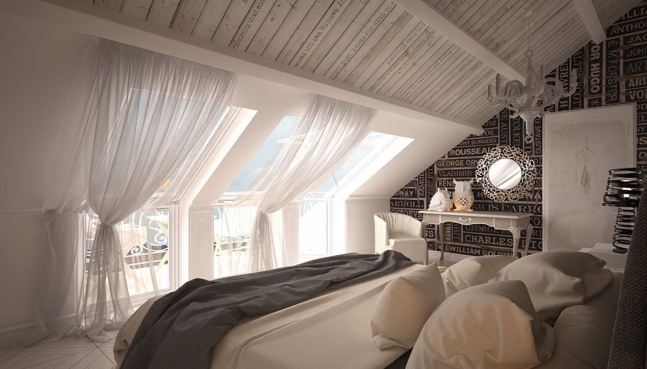 Мансардная комната с балконом