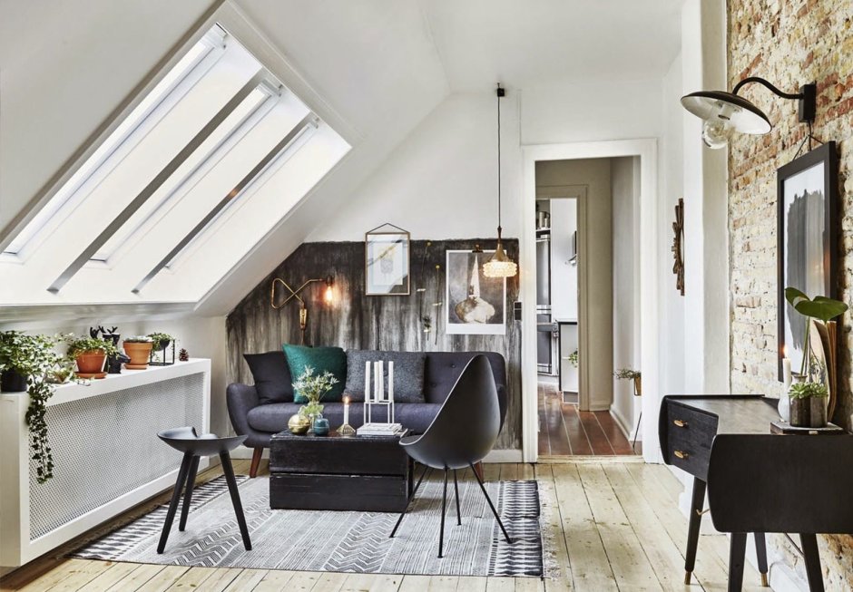 Интериор мансарда скандинавском стиле