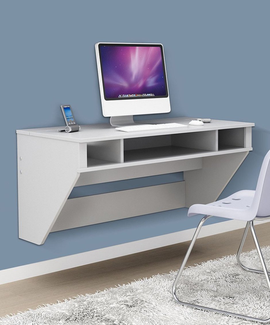 Навесной компьютерный стол белый