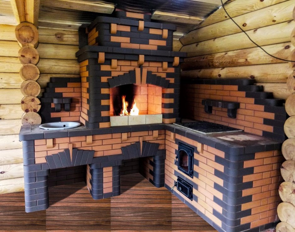 Печь шведка с камином